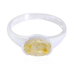 Hua Contemporary Golden Solitaire Ring Rutile Quartz Yellow