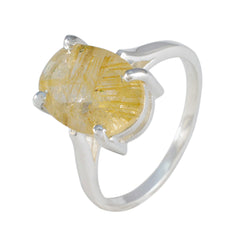 Kristine Golden Solitaire Ring with Unique Gemstone