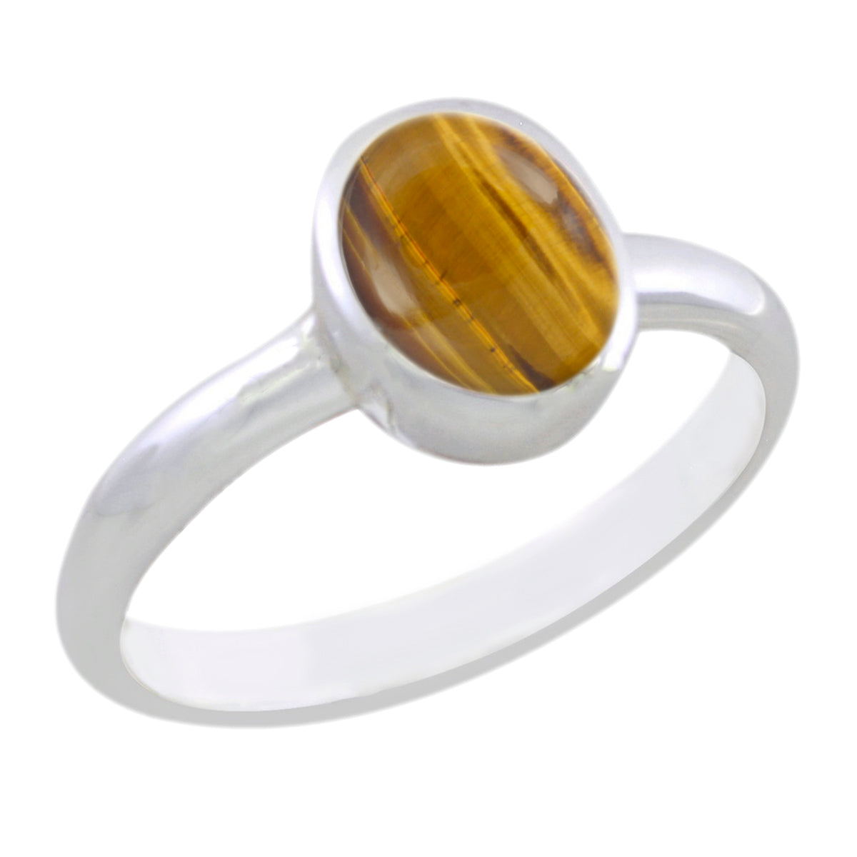 Ji-eun Graceful Brown Solitaire Ring with Tiger's Eye Tiger Eye Brown
