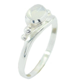 Zazlle Graceful Gemstone Ring - Elegant Silver Design Rainbow Moonstone White
