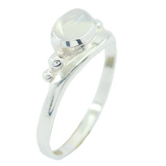 Zazlle Graceful Gemstone Ring - Elegant Silver Design Rainbow Moonstone White