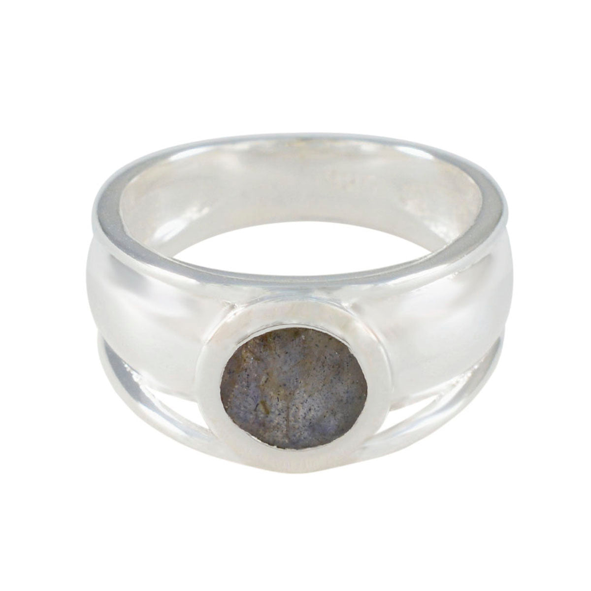 Julia Graceful Grey Solitaire Ring in Sterling Silver Labradorite Gray
