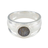 Julia Graceful Grey Solitaire Ring in Sterling Silver Labradorite Gray