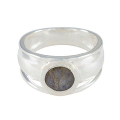 Julia Graceful Grey Solitaire Ring in Sterling Silver Labradorite Gray
