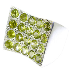 Nella green cocktail ring for women with multiple round green gemstones set in silver band