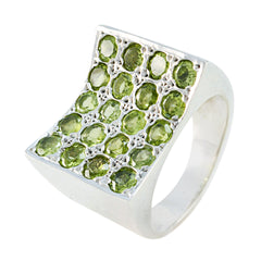 Nella green cocktail ring for women with multiple oval green gemstones set in silver band