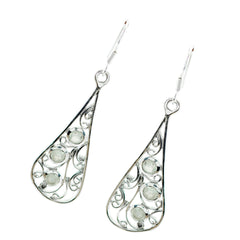 Sofia Green Dangle Earrings in Stylish Silver Design