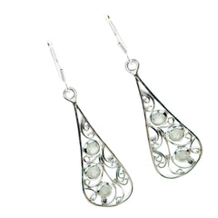 Sofia Green Dangle Earrings in Stylish Silver Design