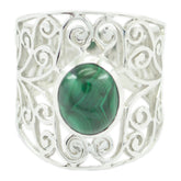 Gabriela Green Filigree Solitaire Ring for Elegant Style Malachite Green