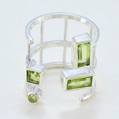 Liyana silver green gemstone adjustable ring with rectangular and square green gemstones