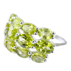 Camila green gemstone cocktail ring with multiple oval green stones set in silver band