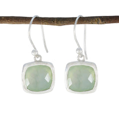 Aiko Green Gemstone Dangle Jewelry Earrings Prehnite Green Dangle