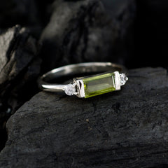 Min-seo Green Gemstone Halo Ring with Silver Band
