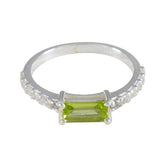 Yuki Green Gemstone Halo Ring with Silver Band Peridot Green