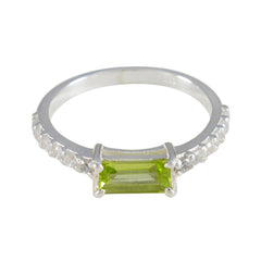 Yuki Green Gemstone Halo Ring with Silver Band Peridot Green