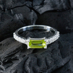 Yuki Green Gemstone Halo Ring with Silver Band