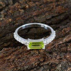 Yuki Green Gemstone Halo Ring with Silver Band