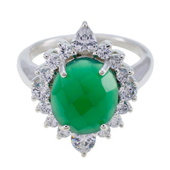 Valentina Green Gemstone Halo Ring with Silver Band Green Onyx Green