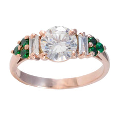 Hina Green Gemstone Halo Ring Rose Gold Plated