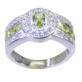 Meera Green Gemstone Halo Ring with Sparkling Diamonds Peridot Green