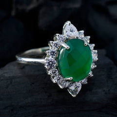 Valentina Green Gemstone Halo Ring with Silver Band
