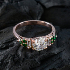 Hina Green Gemstone Halo Ring Rose Gold Plated