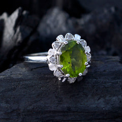 Maria Elegant Green Gemstone Halo Ring in Sterling Silver