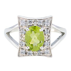 Xiu Green Gemstone Halo Ring with Sparkling Accents Peridot Green
