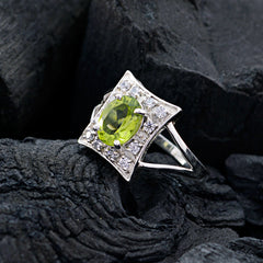 Xiu Green Gemstone Halo Ring with Sparkling Accents