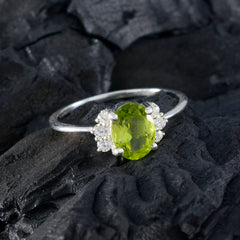 Mathilde Green Gemstone Halo Ring with Silver Band