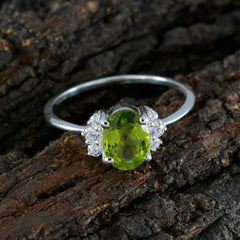 Mathilde Green Gemstone Halo Ring with Silver Band