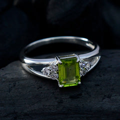 Ayesha Green Gemstone Halo Ring with Silver Band