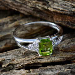 Ayesha Green Gemstone Halo Ring with Silver Band