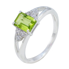 Ayesha Green Gemstone Halo Ring with Silver Band