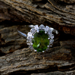 Maria Elegant Green Gemstone Halo Ring in Sterling Silver