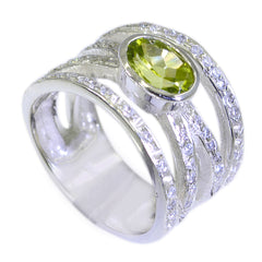 Hazel Green Gemstone Halo Ring with Sterling Silver