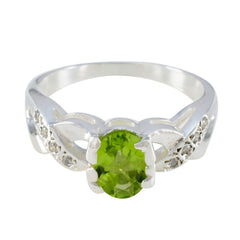 Rebeca Green Gemstone Halo Ring Sterling Silver Peridot Green