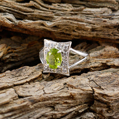 Xiu Green Gemstone Halo Ring with Sparkling Accents
