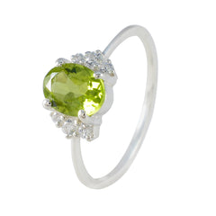 Mathilde Green Gemstone Halo Ring with Silver Band