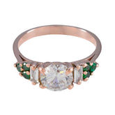 Hina Green Gemstone Halo Ring Rose Gold Plated Emerald CZ Green