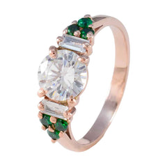 Hina Green Gemstone Halo Ring Rose Gold Plated