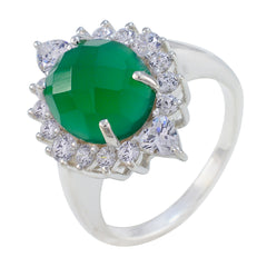 Valentina Green Gemstone Halo Ring with Silver Band