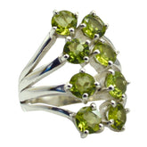 Eleanor green gemstone octagon ring sterling silver multi stone split shank cluster design