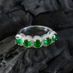 Yuna Elegant Green Gemstone Ring for Women in Silver