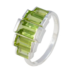Eva sterling silver ring with rectangular peridot style stones green gemstone ring for women elegant band