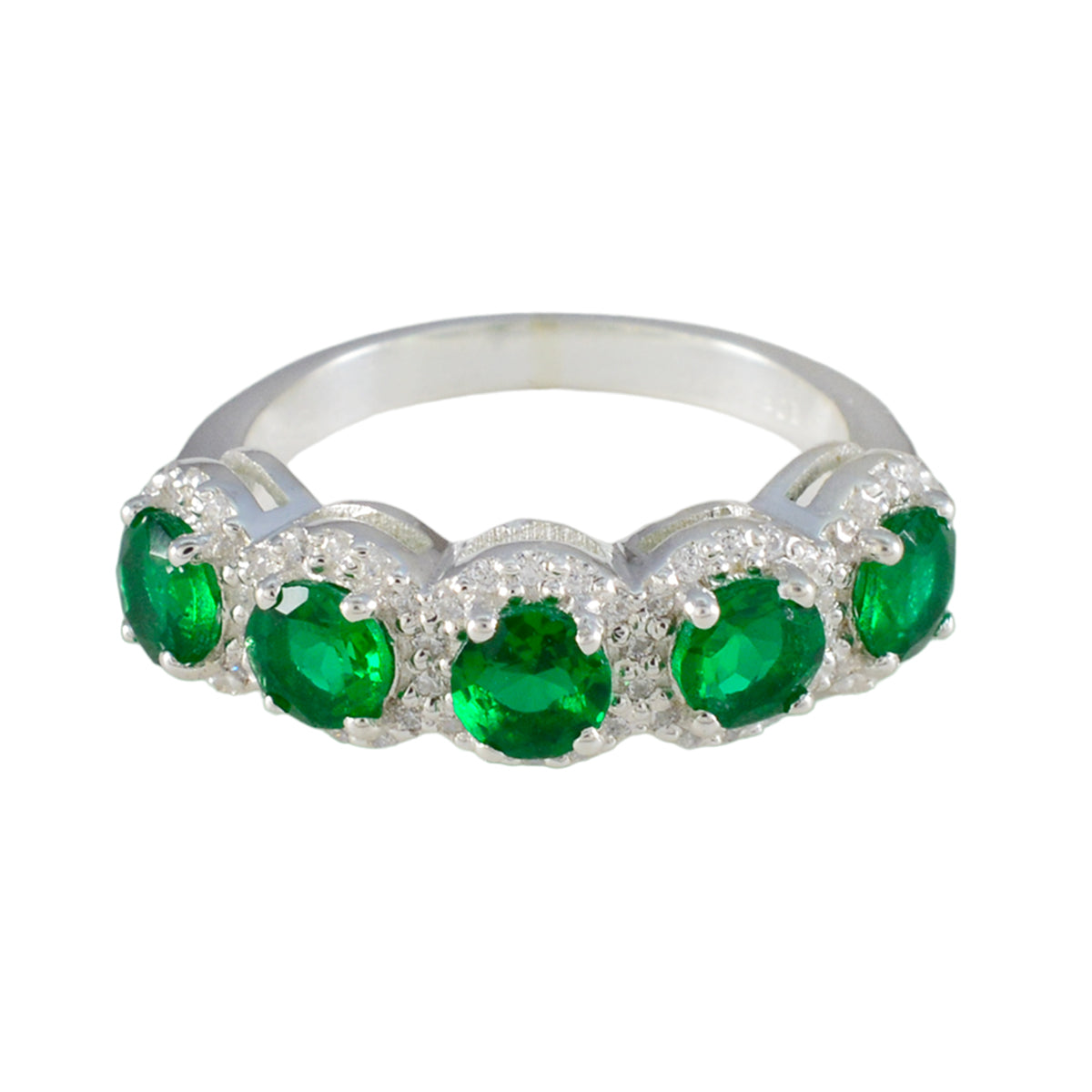 Yuna Elegant Green Gemstone Ring for Women in Silver Emerald CZ Green