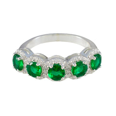 Yuna Elegant Green Gemstone Ring for Women in Silver Emerald CZ Green