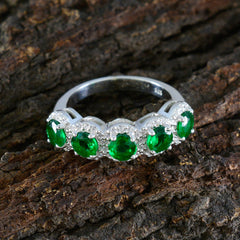 Yuna Elegant Green Gemstone Ring for Women in Silver