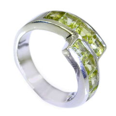 Liyana silver green gemstone ring for women with square-cut lime green stones inlaid