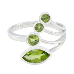 Camila sterling silver ring with marquise and round peridot stones green gemstone ring for women elegant stacking design